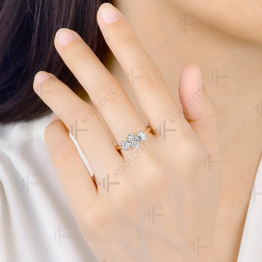 Kuololit 2.2CTW IGI Lab Grown Diamonds Custom Ring for Women Solid 14K 10K Yellow Gold Ring for Anniversary Christmas Gifts