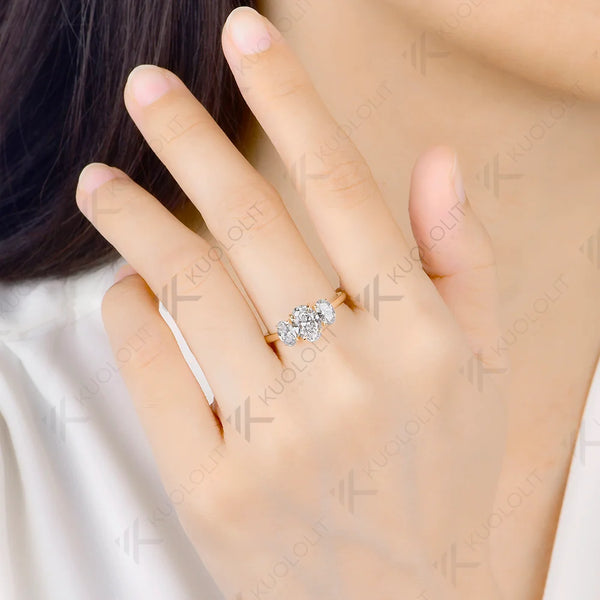 Kuololit 2.2CTW IGI Lab Grown Diamonds Custom Ring for Women Solid 14K 10K Yellow Gold Ring for Anniversary Christmas Gifts
