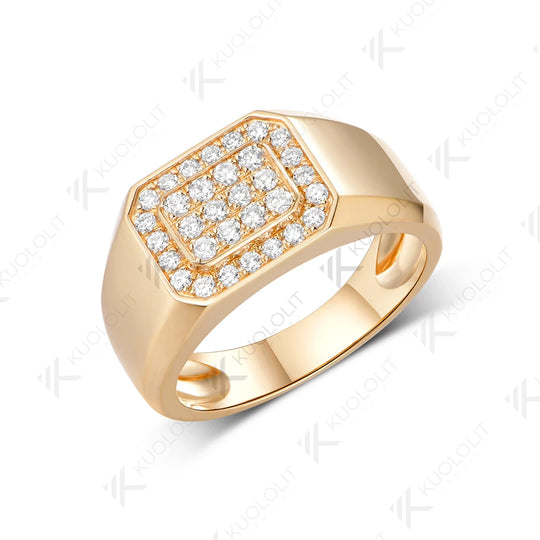Kuololit Lab Grown Diamond Wedding Band for Men Women Solid 14K 10K Yellow Gold Width 3.4MM Ring for Christmas Gifts Luxury