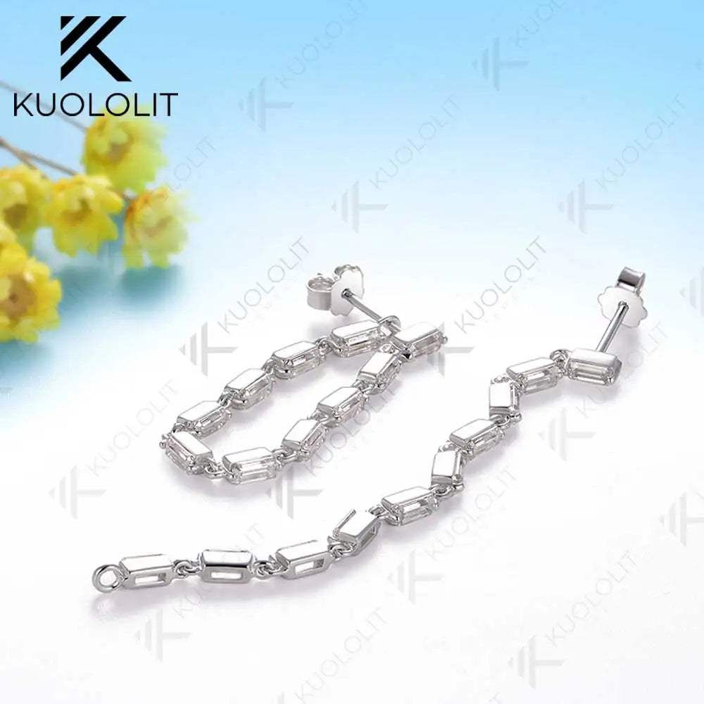 Kuololit 2CTW Lab Grown Diamonds Stub Earrings for Women Solid 14K 10K 585 Yellow Gold Emerald Clip Earring for Christmas Gifts