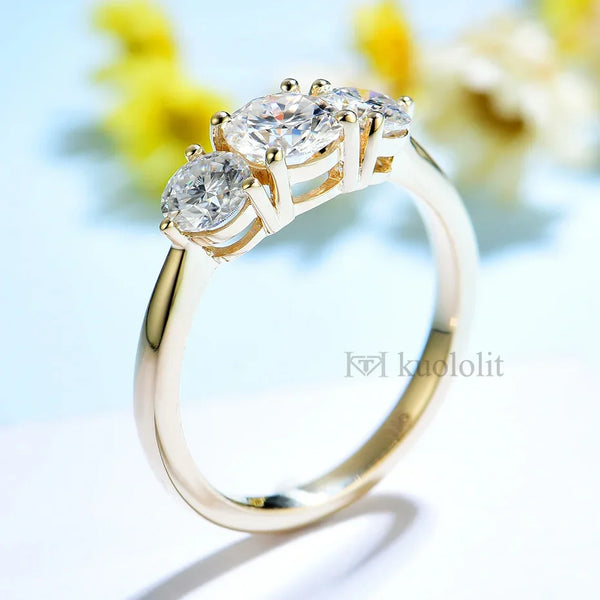 Kuololit 585 14K 10K Yellow Gold Ring for Women D VVS Moissanite Solitaire Engagement Ring for Luxury Jewelry for Anniversary