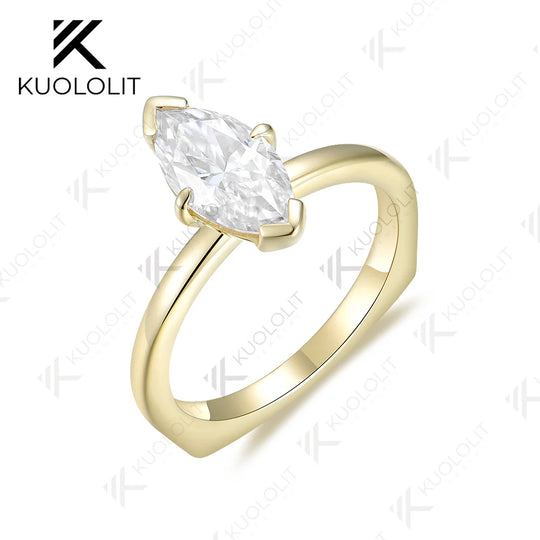 Kuololit IGI 2CT Lab Grown Diamond Engagement Ring for Women Solid 14K 10K 585 Gold Diamond European Shank Band for Christmas