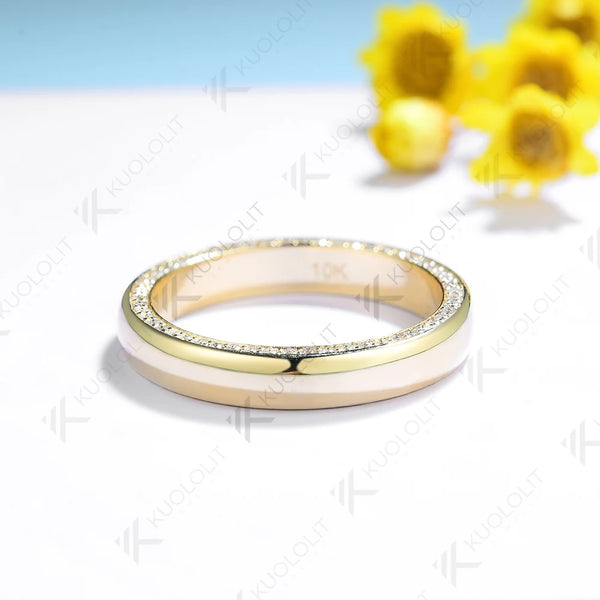 Kuololit PT900 0.54CTW Lab Grown Diamonds Band Rings for Women Solid  14K 10K 585 Gold Wedding Band for Engagement Christmas