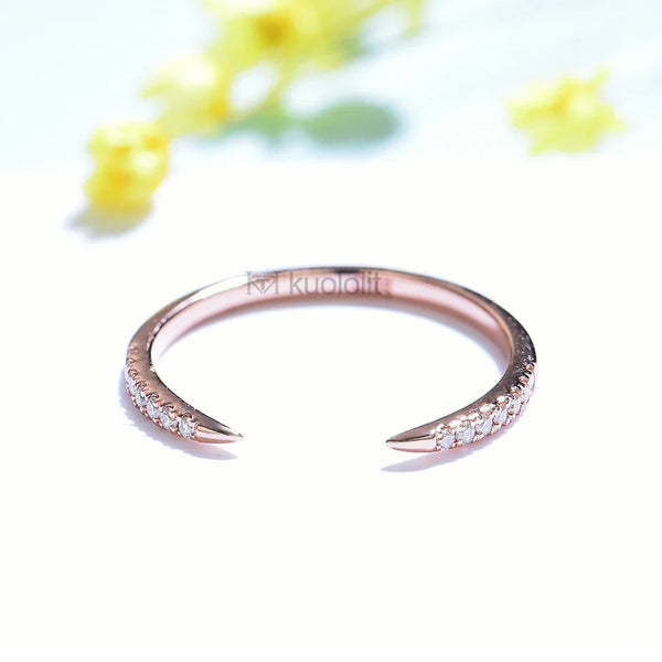 Kuololit AU750 18K 14K Rose Gold Moissanite Ring for Women  Solitaire Matching Wedding Diamond V Band Engagement Christmas 2022