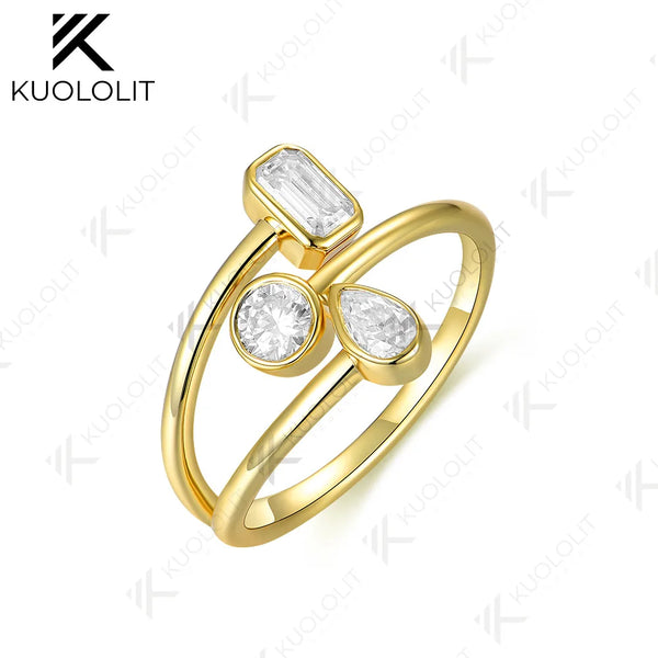 Kuololit 1.05CTW Lab Grown Diamond Engagement Ring for Women Solid 18K 14K 10K 585 Yellow Gold Wedding Band for Christmas Gifts