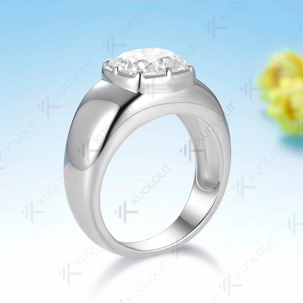 Kuololit 2.5CT Enlonged Cushion Moissanite Ring for Women Solid 14K 10K 585 Yellow Gold Ring for Engagement Christmas Gifts