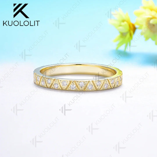 Kuololit 0.32CTW Lab Grown Diamond Band for Women Solid 18K 14K 10K Gold Ring for Anniversary Engagement Gifts Party