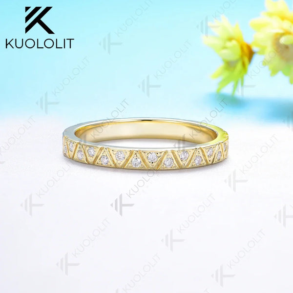 Kuololit 0.32CTW Lab Grown Diamond Band for Women Solid 18K 14K 10K Gold Ring for Anniversary Engagement Gifts Party