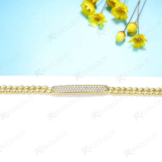 Kuololit Moissanite Bracelets for Men Women 925 Sterling Silver Hip Pop Link Chain Bracelet for Party Christmas Classic Gifts