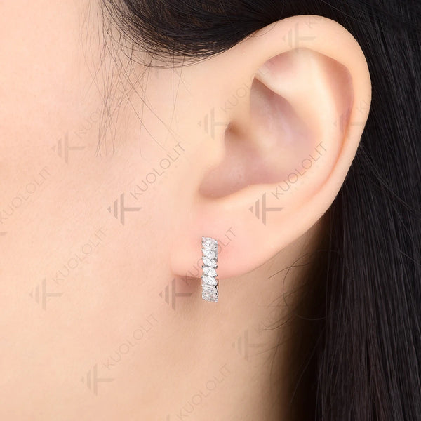Kuololit 0.9CTW Lab Grown Diamonds Custom Hoop Earrings for Women Solid 14K 10K 585 Yellow Gold Hoop Earrings for Christmas Gift