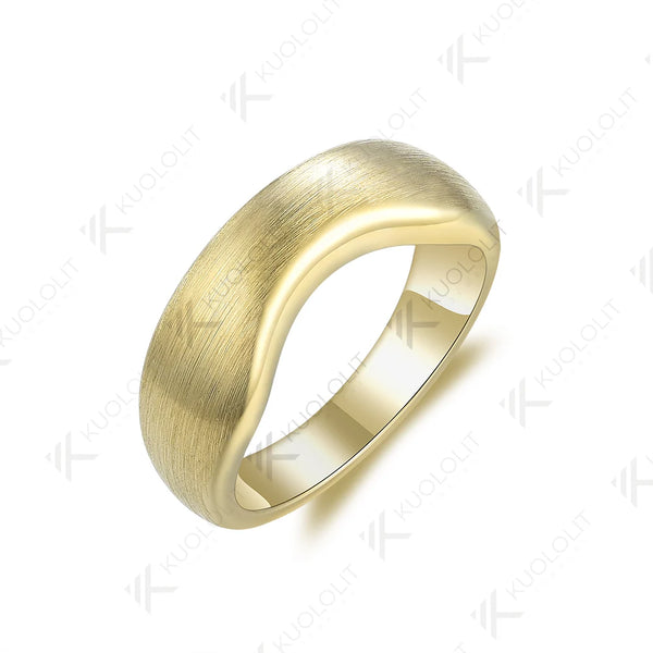 Kuololit Solid Gold Brushed Band Rings for Men Women Solid 14K 10K 585 Yellow Gold Wedding Band Ring for Anniversary Engagement