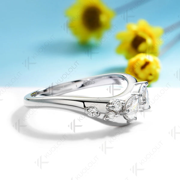 Kuololit 0.8CTW Moissanite Band Rings for Women Solid 14K 10K 585 Silver White Gold for Engagement Wedding Band for Christmas