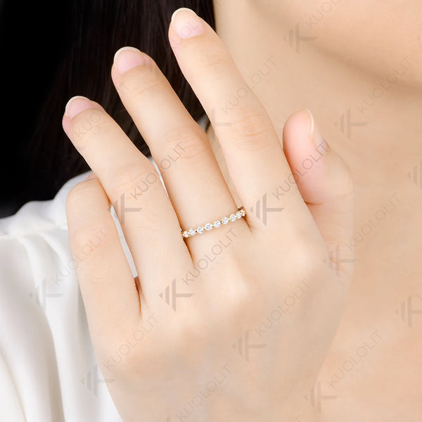 Kuololit  0.75CTW Lab Diamond Wedding Band for Women Solid 14K 10K Yellow Gold Eternity Full Band Ring for Engagement Christmas