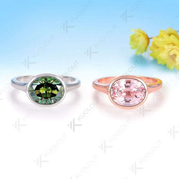 Kuololit 3CT Lab Grown Pink Sapphire Rings for Women Solid 14K 10K 585 Rose Gold Engagement Ring for Christmas Gifts Anniversary