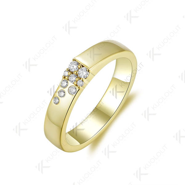 Kuololit 0.17CTW Lab Grown Diamond Wide Band for Men Women Solid 10K 14K Gold 925 Sliver Round Cut For Wedding Christmas Gift