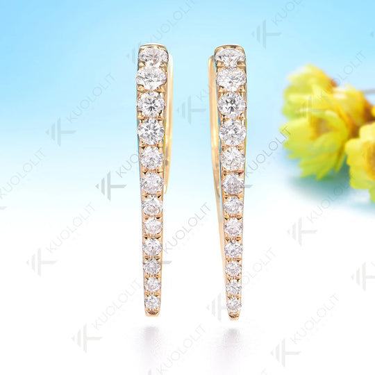 Kuololit 0.53CTW Moissanite Hoop Earrings for Women 14K 10K Solid Gold Yellow Gold Clip Earring for Party Christmas Classic Gift