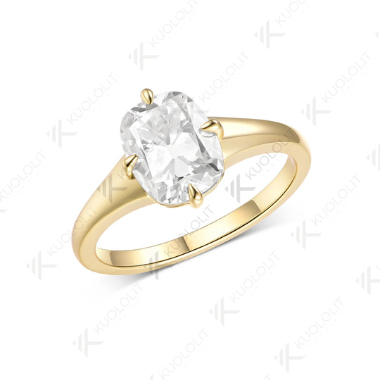 Kuololit 3CT OMC Moissanite Ring for Women Solid 14K 10K 585 Yellow Gold Engagement Ring for Christmas Gifts Party Anniversary