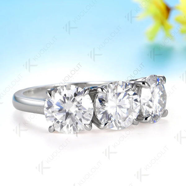 Kuololit 6CTW IGI Lab Grown Diamonds Custom Ring for Women Solid 14K 10K Yellow Gold Ring for Anniversary Christmas Gifts Party