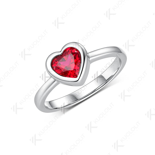 Kuololit 0.8CT Lab Grown Ruby Heart Cut Ring for Women Solid 14K 10K585 Yellow Gold Engagement Ring for Christmas Gift Party