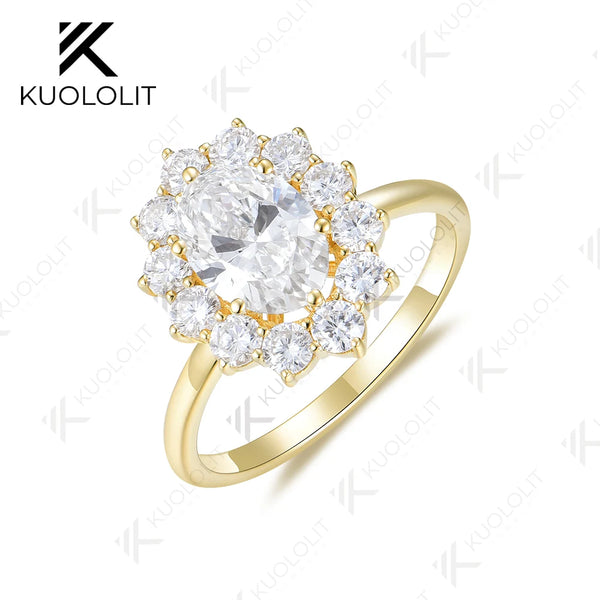 Kuololit IGI1.0CT Oval Cut Lab Grown Diamond Engagement Ring for Women Solid18K14K10KDVS1DiamondsYellowGold for Christmas Gifts