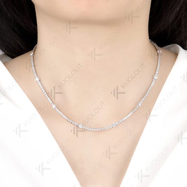 Kuololit 9CTW Moissanite 4 Prong Custom Necklace for Women 14K 10K White Gold Necklace for Anniversary Engagement Christmas Gift
