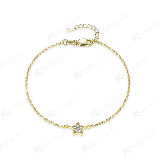 Kuololit Moissanite Bracelets for Women Men 585 18K 10K Adjustable Chains Star Shape for Engagement Party Christmas Classic Gift