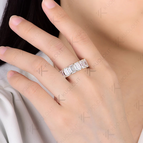 Kuololit 8.8CTW Lab Grown Diamonds Emerald Ring for Men Women Soild 14K 10K Yellow Gold Wedding Band for Christmas Gift Luxury