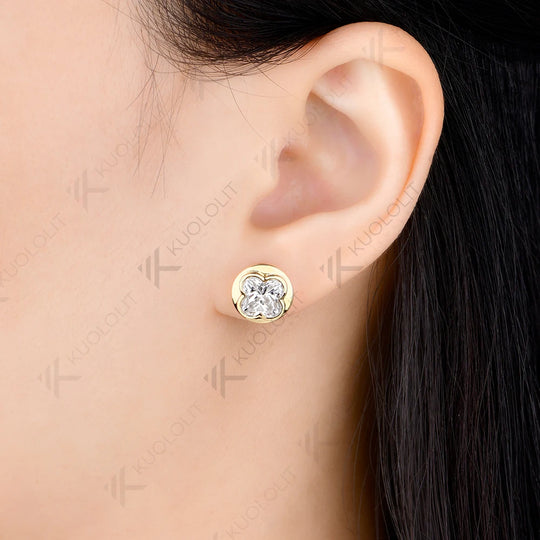 Kuololit 6CTW Moissanite Flower Cut Unique Earrings for Women Solid 14K 10K 585 Yellow Gold Earring for Christmas Gifts Wedding