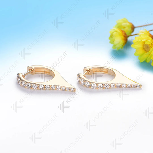 Kuololit 0.53CTW Moissanite Hoop Earrings for Women 14K 10K Solid Gold Yellow Gold Clip Earring for Party Christmas Classic Gift