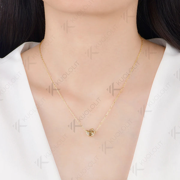 Kuololit 1.5CT Duck Champagne  Moissanite Necklace for Women Solid 14K 10K Yellow Gold Animal Pedant for Engagement Christmas