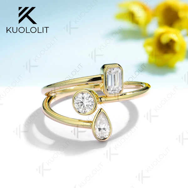 Kuololit 1.05CTW Lab Grown Diamond Engagement Ring for Women Solid 18K 14K 10K 585 Yellow Gold Wedding Band for Christmas Gifts