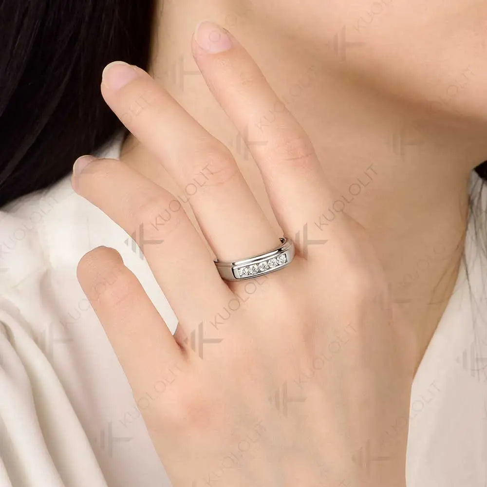 Kuololit 0.4CTW Lab Grown Diamonds Ring for Women Men Solid 14K 10K White Gold Ring for Half Wedding Band for Christmas Gifts