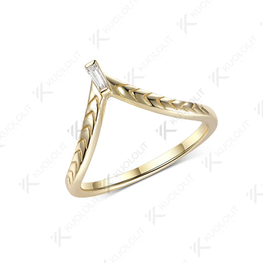 Kuololit Moissanite Custom Ring for Women Solid 14K 10K 585 Yellow Gold Trapezoid Cut Match Wedding Band for Christmas Gifts