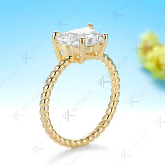 Kuololit 2CT Butterfly Moissanite Twist Ring for Women Solid 14K 10K Yellow Gold Animal Cut Engagement for Christmas Gifts Party