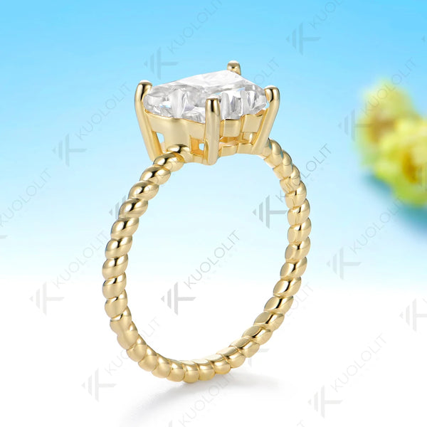Kuololit 2CT Butterfly Moissanite Twist Ring for Women Solid 14K 10K Yellow Gold Animal Cut Engagement for Christmas Gifts Party