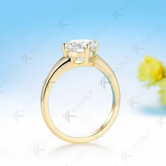 Kuololit 2CT OEC Moissanite Ring Set Ring for Women Solid 14K 10K 585 Yellow Gold Engagement Ring for Christmas Gifts Party