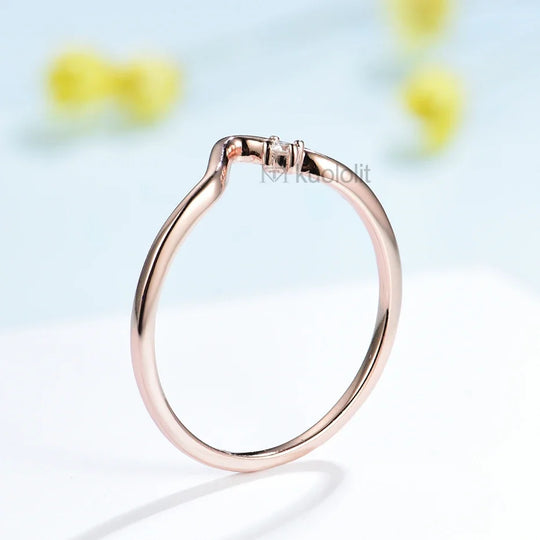 Kuololit Real 18K 14K Rose Gold Moissanite Ring for Women Solitaire Matching Wedding Diamond V Band for Engagement Christmas New