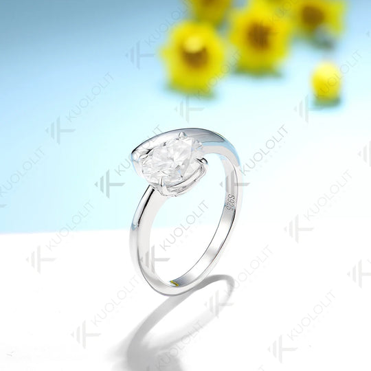 Kuololit 1.5CT Moissanite Rings for Women Solid 18K 14K 10K 585 Gold 925 Silver Oval Cut for Engagement Wedding Party Christmas