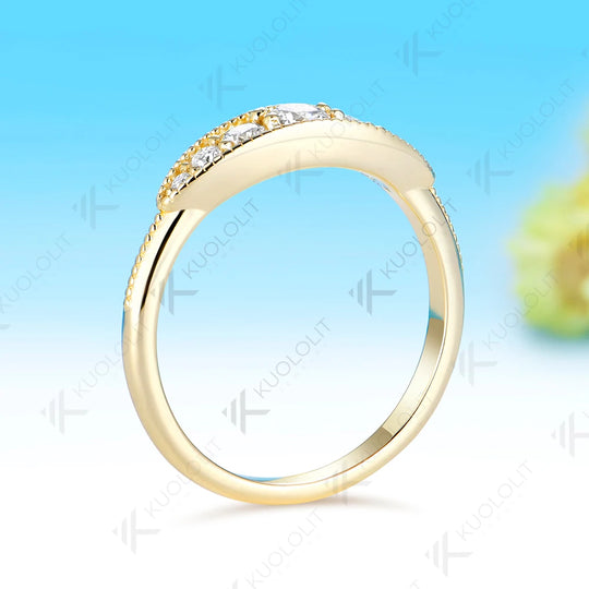 Kuololit 0.32CTW Lab Grown Diamonds Ring Band for Women Solid 14K10K Gold Wedding Band Ring for Engagement Gift Anniversary Christmas