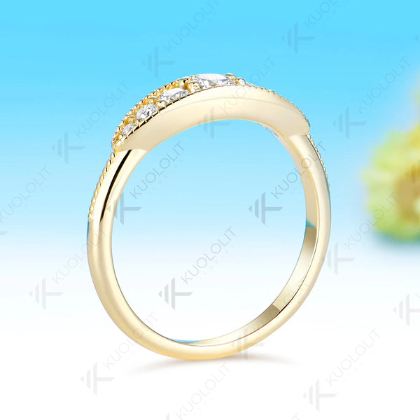 Kuololit 0.32CTW Lab Grown Diamonds Ring Band for Women Solid 14K10K Gold Wedding Band Ring for Engagement Gift Anniversary Christmas