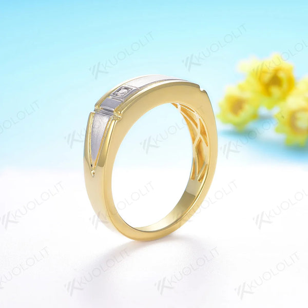 Kuololit PT900 Lab Grown Diamonds Ring Brushed Band for Men Women Solid Platinum 900 For Engagement Wedding Band Christmas Gifts