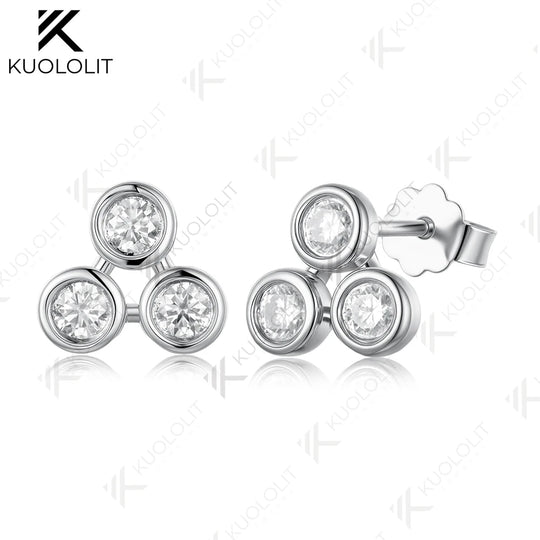 Kuololit 0.48CTW Lab Grown Diamonds Custom Stud Earrings for Women Solid 14K 10K 585 Gold Yellow Gold for Christmas Classic Gift
