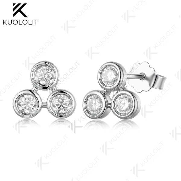 Kuololit 0.48CTW Lab Grown Diamonds Custom Stud Earrings for Women Solid 14K 10K 585 Gold Yellow Gold for Christmas Classic Gift