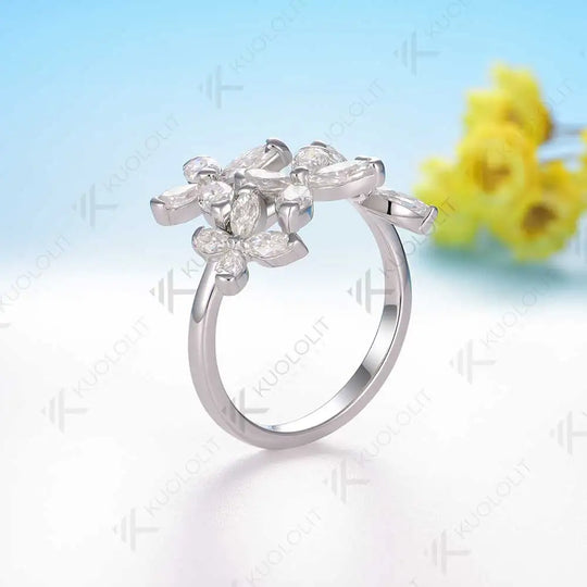 Kuololit 3CTW Moissanite butterfly Ring for Women Soild 10K 14K Yellow Gold Ring Band for Engagement Christmas Party Gifts