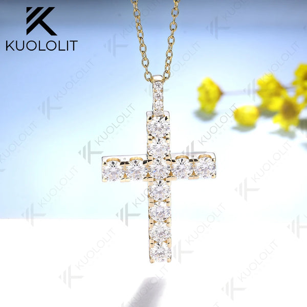 Kuololit 3.36CTW Cross Moissanite Medium Pendant Chain