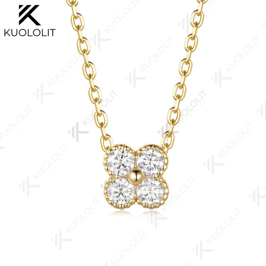 Kuololit 0.4CTW Lab Grown Diamonds Necklace Solid 10K 14K Pendant for Women Jewelry for Engagement with NGIC Certificate Gifts