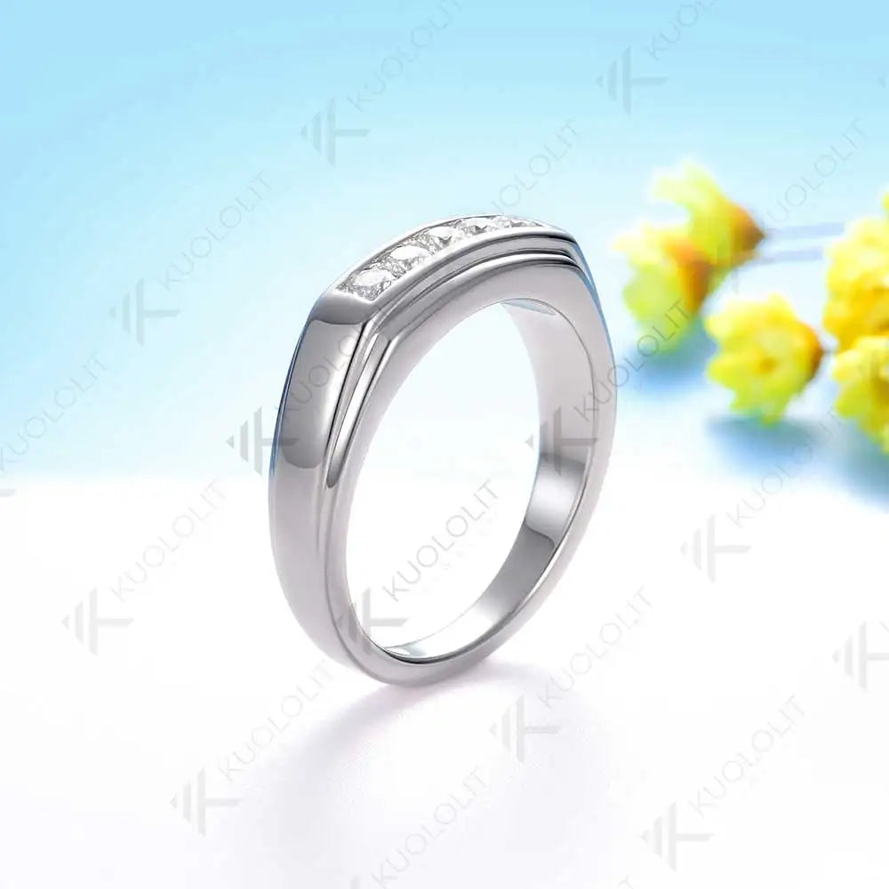 Kuololit 0.4CTW Lab Grown Diamonds Ring for Women Men Solid 14K 10K White Gold Ring for Half Wedding Band for Christmas Gifts