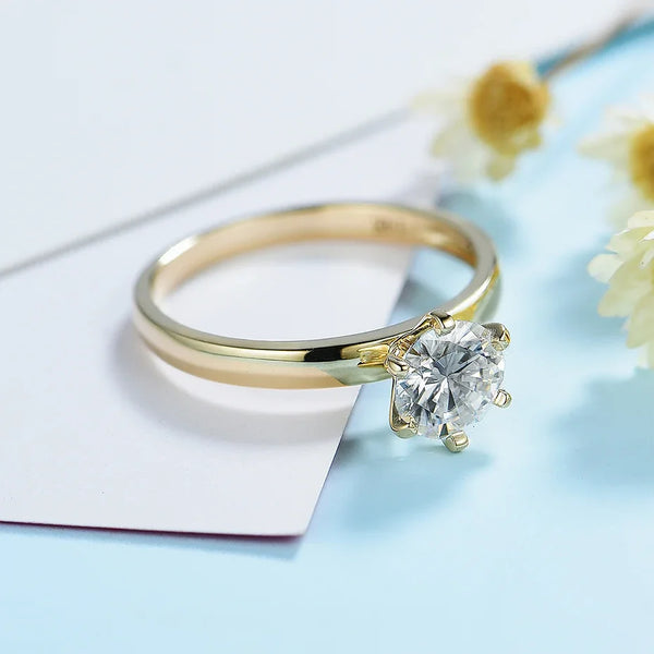 Kuololit 1CT 2CT Round Moissanite Solitaire Engagement Ring for Wedding Engagement Durability