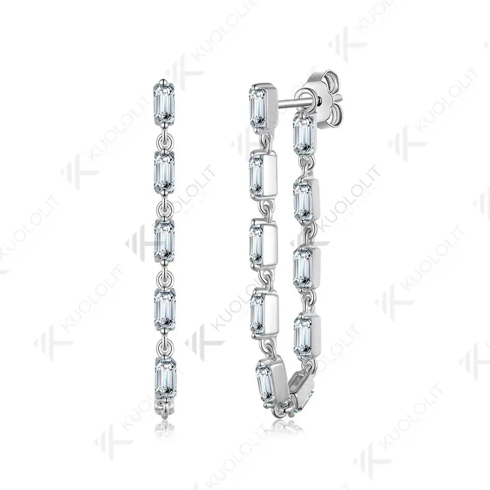 Kuololit 2CTW Lab Grown Diamonds Stub Earrings for Women Solid 14K 10K 585 Yellow Gold Emerald Clip Earring for Christmas Gifts