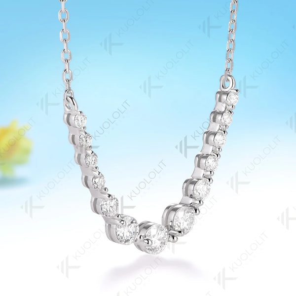 Kuololit 1.3CTW Moissanite Necklace for Women Men Solid 585 14K 10K Yellow Gold Round Bezel Set  for Anniversary Christmas Gifts